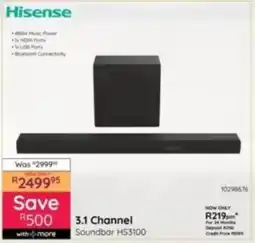 Bradlows Hisense 3.1 Channel Soundbar offer