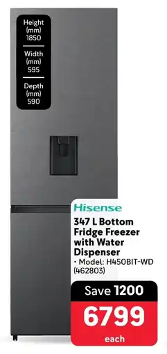 Makro Hisense Bottom Fridge Freezer with Water Dispenser offer