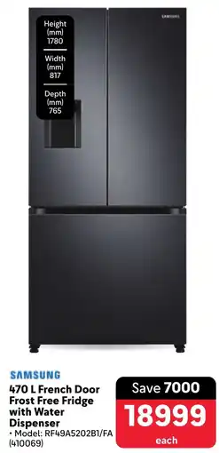 Makro SAMSUNG French Door Frost Free Fridge with Water Dispenser offer