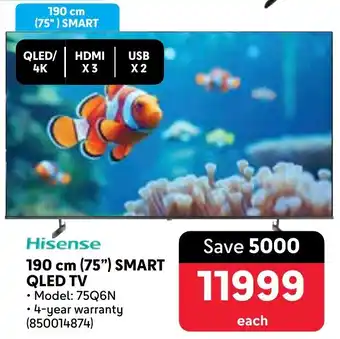 Makro Hisense 190 cm 75" Smart QLED TV offer