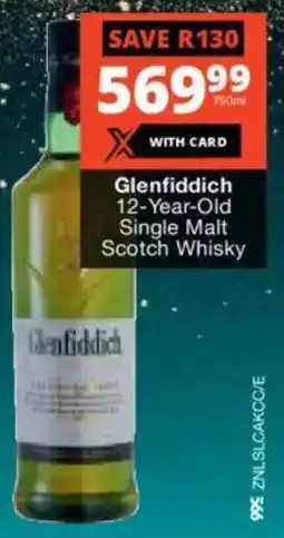 Checkers Liquor Shop Glenfiddich 12-Year-Old Single Malt Scotch Whisky offer