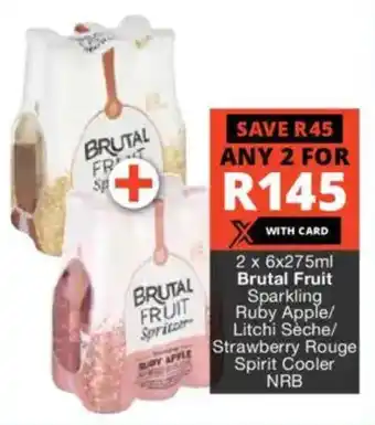 Checkers Liquor Shop Brutal Fruit Sparkling Ruby Apple/ Litchi Seche/ Strawberry Rouge Spirit Cooler NRB offer