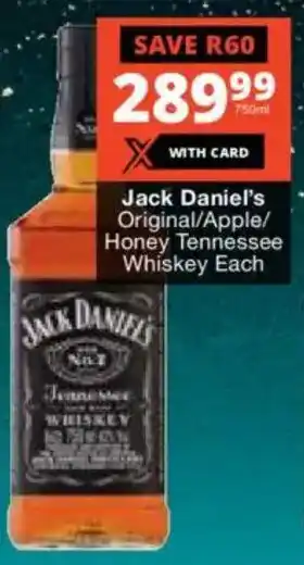 Checkers Liquor Shop Jack Daniel's Original/ Apple/ Honey Tennessee Whiskey offer