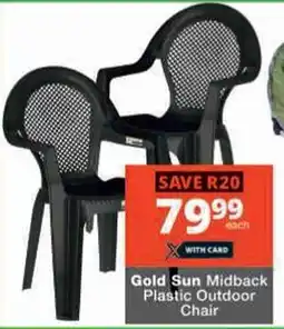 Checkers Hyper Gold Sun Midback Plastic Outdoor Chair offer