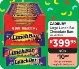 Makro CADBURY Large Lunch Bar Chocolate Bars offer