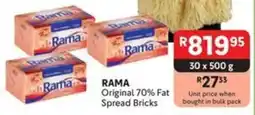 Makro RAMA Original 70% Fat Spread Bricks offer
