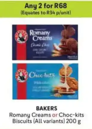 Makro BAKERS Romany Creams or Choc-kits Biscuits offer