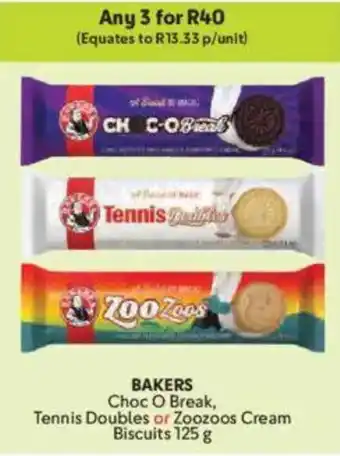 Makro BAKERS Choc O Break, Tennis Doubles or Zoozoos Cream Biscuits offer