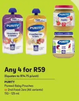 Makro PURITY Pureed Baby Pouches or 2nd Food Jars offer