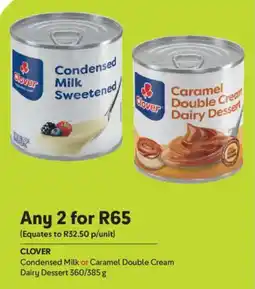 Makro CLOVER Condensed Milk or Caramel Double Cream Dairy Dessert offer