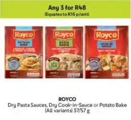Makro ROYCO Dry Pasta Sauces, Dry Cook-in-Sauce or Potato Bake offer