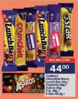 President Hyper Cadbury Chocolate Bars Lunch Bar/ Crunchie/ Astros/ P.S./ 5 Star offer