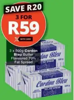 Checkers Hyper Cordon Bleu Butter Flavoured 70% Fat Spread offer