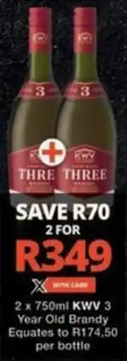 Checkers Hyper KWV 3 Year Old Brandy offer