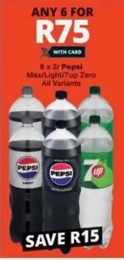 Checkers Hyper Pepsi Max/ Light/ 7up Zero All Variants offer