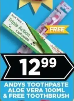 Goal Supermarket Andys toothpaste aloe vera & free toothbrush offer