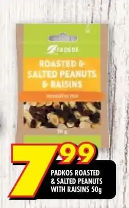 Shoprite PADKOS ROASTED & SALTED PEANUTS WITH RAISINS 50g offer
