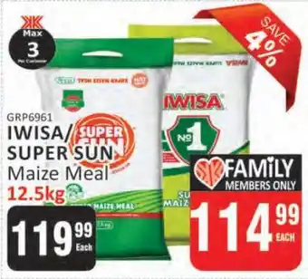 KitKat Cash and Carry IWISA/SUPER SUN Maize Meal 12.5kg offer