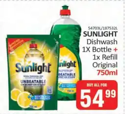 KitKat Cash and Carry SUNLIGHT Dishwash 1X Bottle + 1x Refill Original 750ml offer