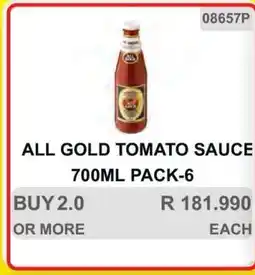 KitKat Cash and Carry ALL GOLD TOMATO SAUCE 700ML PACK-6 offer