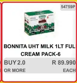 KitKat Cash and Carry BONNITA UHT MILK 1LT FULL CREAM PACK-6 offer