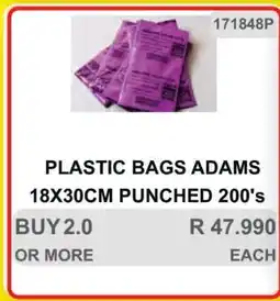 KitKat Cash and Carry PLASTIC BAGS ADAMS 18X30CM PUNCHED 200's offer