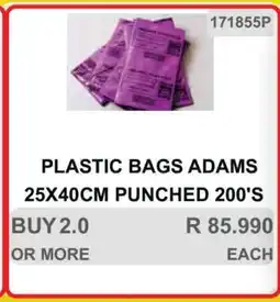 KitKat Cash and Carry PLASTIC BAGS ADAMS 25X40CM PUNCHED 200'S offer