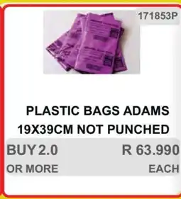 KitKat Cash and Carry PLASTIC BAGS ADAMS 19X39CM NOT PUNCHED offer