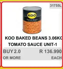 KitKat Cash and Carry KOO Baked Beans 3.06KG Tomato Sauce Unit-1 offer