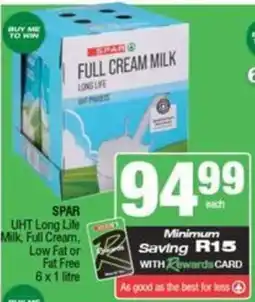 Spar SPAR UHT Long Life Milk, Full Cream, Low Fat or Fat Free offer