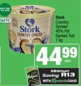 Spar Stork Country Spread 40% Fat Spread Tub offer