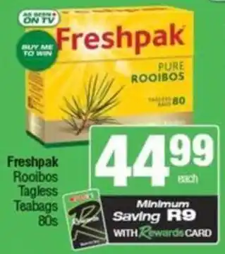 Spar Freshpak Rooibos Tagless Teabags offer