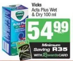 Spar Vicks Acta Plus Wet & Dry offer
