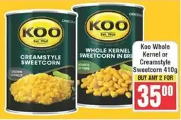Frontline Koo Whole Kernel or Creamstyle Sweetcorn offer
