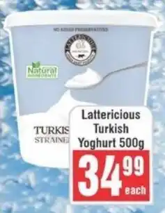 Frontline Lattericious Turkish Yoghurt offer