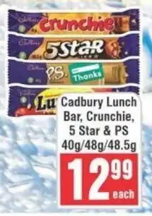 Frontline Cadbury Lunch Bar, Crunchie, 5 Star & PS offer