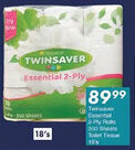 President Hyper Twinsaver Essentail 2-Ply Rolls 350 Sheets Toilet Tissue offer