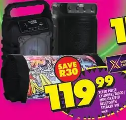 Shoprite Xceed pulse cylinder/ disco/ mini graffiti bluetooth speaker 5w offer