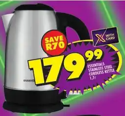 Shoprite Essentials stainless steel cordless kettle offer