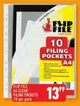 Shoprite Flip file A4 clear filing pockets offer