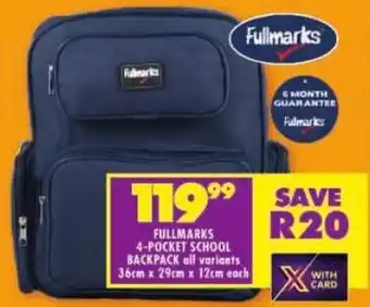 Shoprite Fullmarks 4-pocket school backpack offer