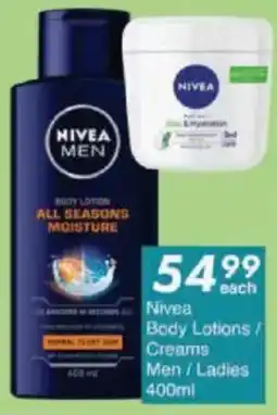 President Hyper Nivea Body Lotions/ Creams Men/ Ladies offer