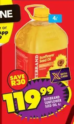 Shoprite Ritebrand Sunflower Seed Oil 4ℓ offer