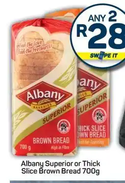 Pick n Pay Hypermarket Albany Superior or Thick Slice Brown Bread 700g offer