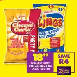 Shoprite WILLARDS CHEESE CURLS/FLINGS MAIZE SNACK 150g each offer