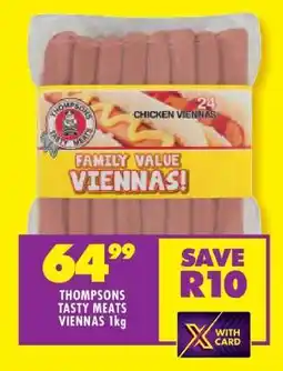 Shoprite THOMPSONS TASTY MEATS VIENNAS 1kg offer