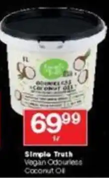 Checkers Simple Truth Vegan Odourless Coconut Oil offer