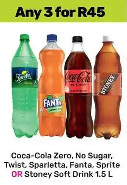 Game Coca-Cola Zero, No Sugar, Twist, Sparletta, Fanta, Sprite OR Stoney Soft Drink offer