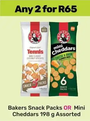 Game Bakers Snack Packs OR Mini Cheddars Assorted offer