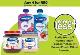 Game Purity from 6/7 Months Infant Food Jar OR Pureed Pouch Assorted offer
